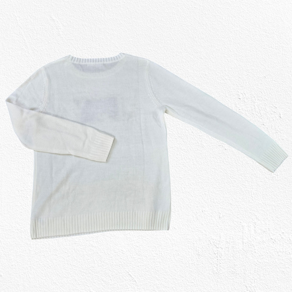 Signature Collection Ivory Silver Metallic Joy Crewneck Snowflake Sweater Large - Picture 6 of 6